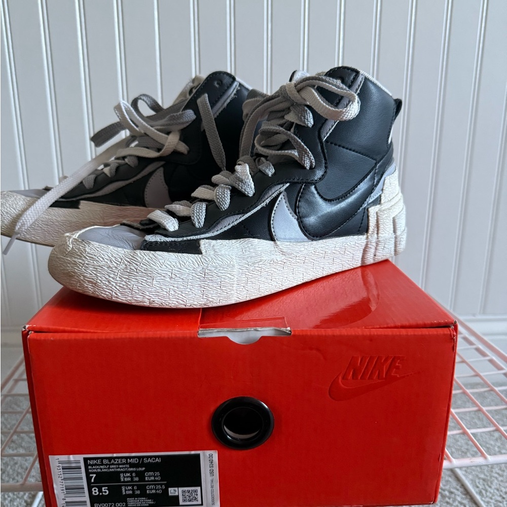 Nike Blazer Mid Sacai Black and Gray Women's Sneakers